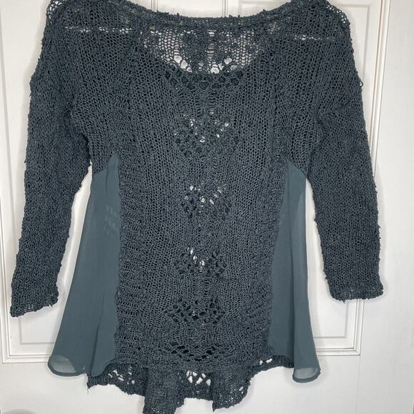 Anthropologie Knitted & Knotted Women's Open Knit Sweater Sz S/M Boho Fisherman - Picture 8 of 16